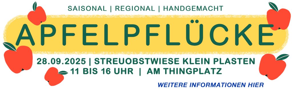 APFLEPFLÜCKE am 28.09.25, 11 bis 16 Uhr - Streuobstwiese Klein Plasten - weitere Informationen